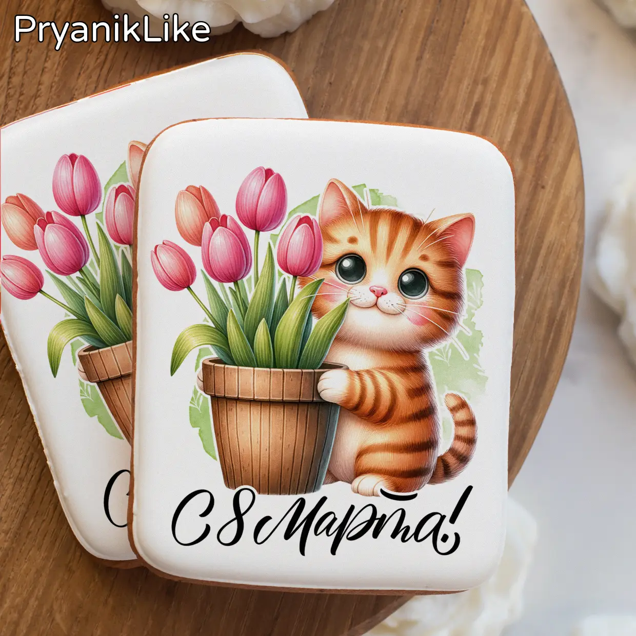 NEW Пряник прямоугольный с котиками (8-10 см.)